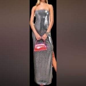 Lulu's Metallic Strapless Dress